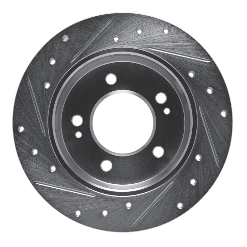 Hyundai Elantra Coupe Brake Rotor (1) - Rear Right - R1 Concepts - Drilled & Slotted - Silver - `11-`25